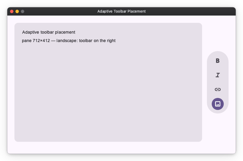 Adaptive toolbar placement